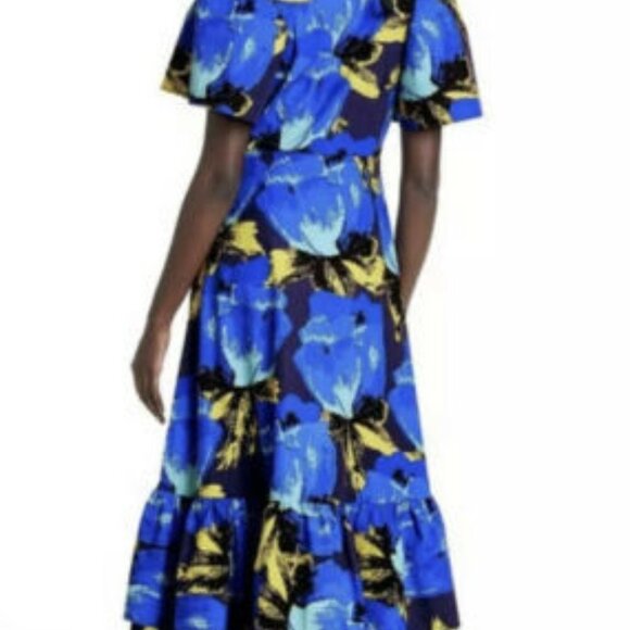 NWT CHRISTOPHER JOHN ROGERS FOR TARGET BLUE FLORAL RUFFLE MAXI DRESS - 0 - Picture 3 of 9